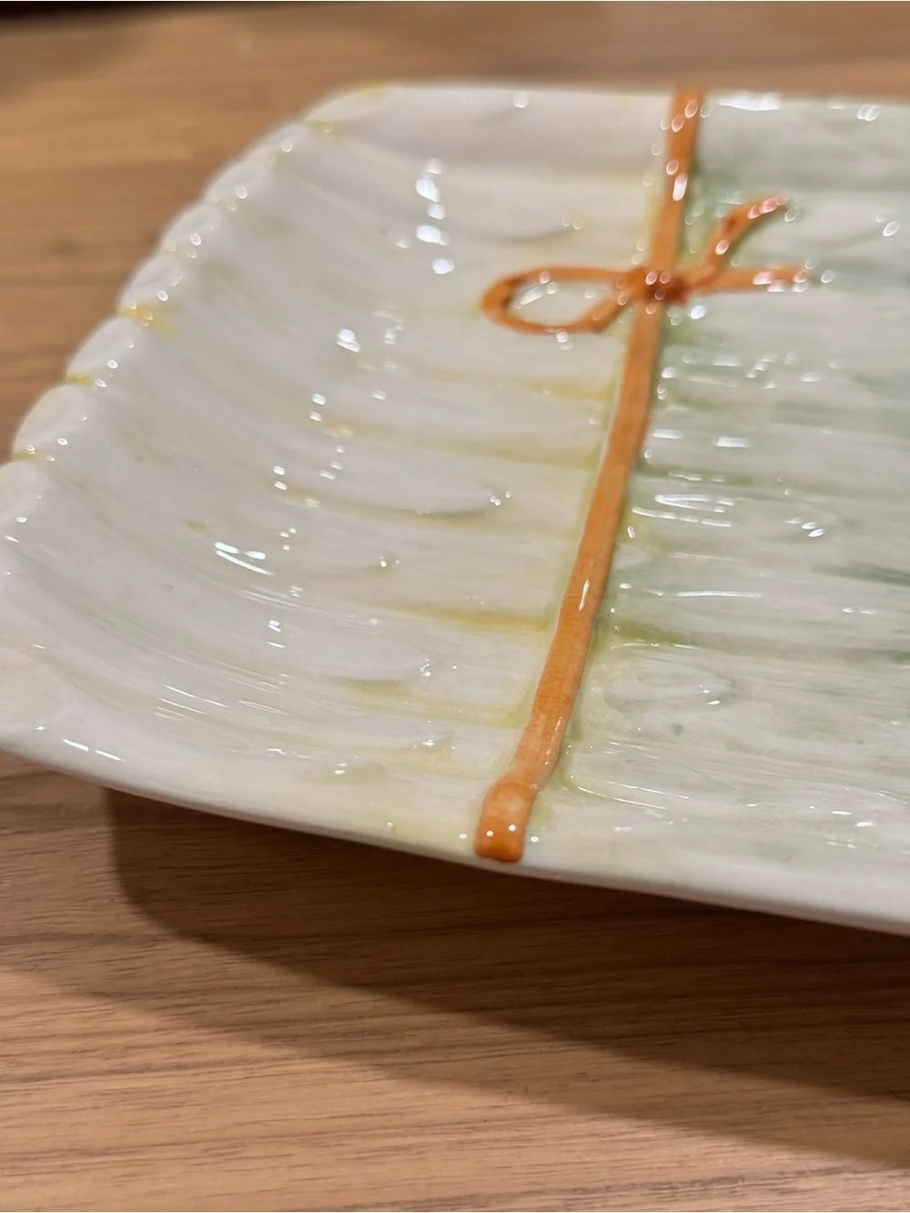 Vintage Majolica Asparagus Platter Serving Tray Olfaire Portugal Ceramic
